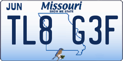 MO license plate TL8G3F