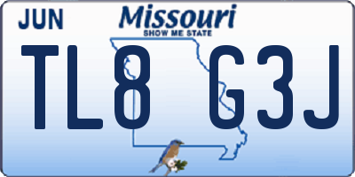 MO license plate TL8G3J