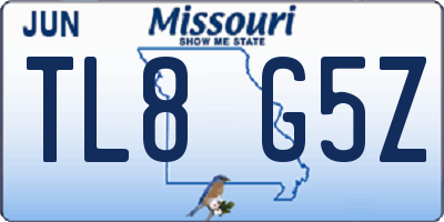 MO license plate TL8G5Z