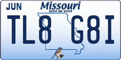 MO license plate TL8G8I