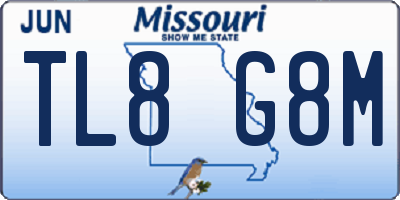 MO license plate TL8G8M