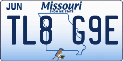 MO license plate TL8G9E