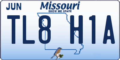 MO license plate TL8H1A