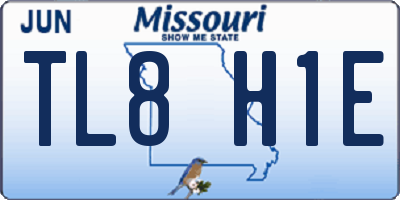 MO license plate TL8H1E