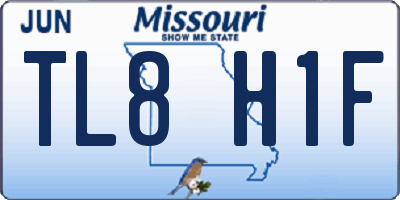 MO license plate TL8H1F