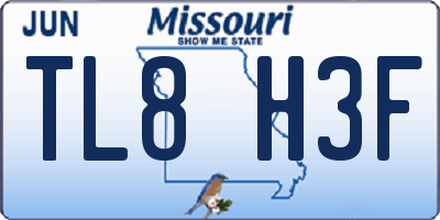 MO license plate TL8H3F
