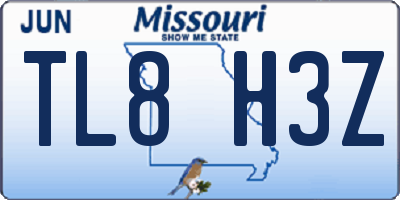 MO license plate TL8H3Z