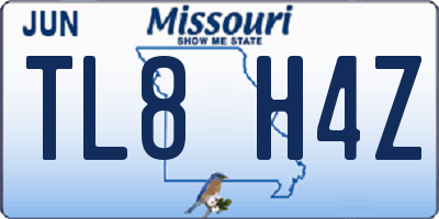 MO license plate TL8H4Z