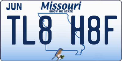 MO license plate TL8H8F