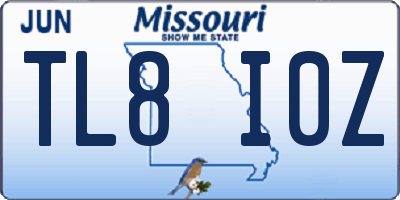 MO license plate TL8I0Z