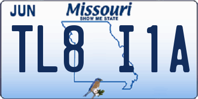 MO license plate TL8I1A