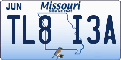 MO license plate TL8I3A