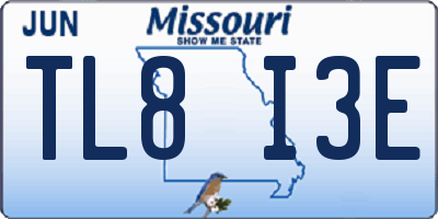 MO license plate TL8I3E