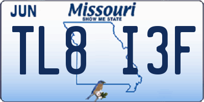 MO license plate TL8I3F