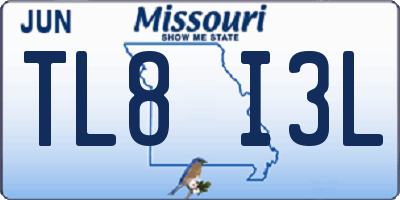 MO license plate TL8I3L