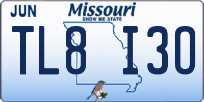 MO license plate TL8I3O