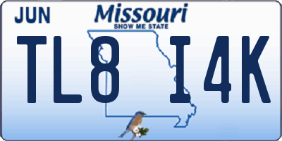 MO license plate TL8I4K