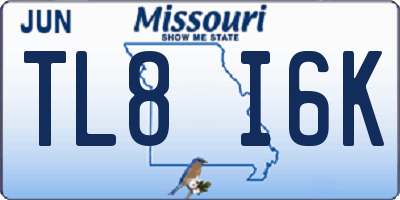 MO license plate TL8I6K