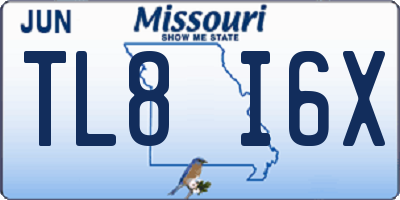 MO license plate TL8I6X