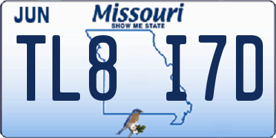 MO license plate TL8I7D
