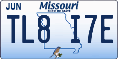 MO license plate TL8I7E
