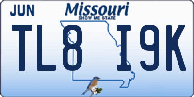 MO license plate TL8I9K