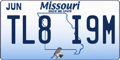 MO license plate TL8I9M