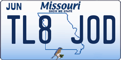 MO license plate TL8J0D