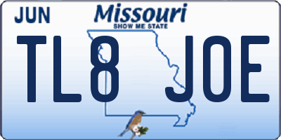 MO license plate TL8J0E