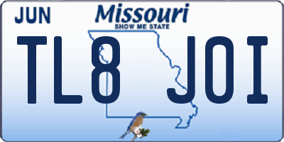MO license plate TL8J0I