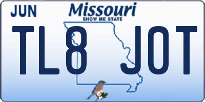 MO license plate TL8J0T