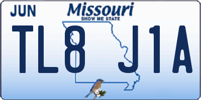 MO license plate TL8J1A
