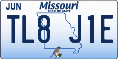 MO license plate TL8J1E