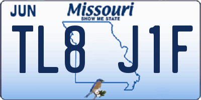 MO license plate TL8J1F