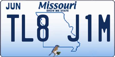 MO license plate TL8J1M