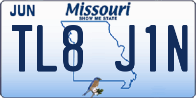 MO license plate TL8J1N