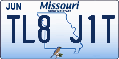 MO license plate TL8J1T