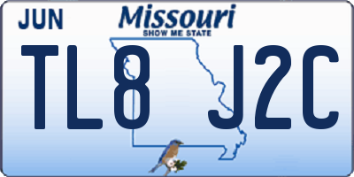 MO license plate TL8J2C