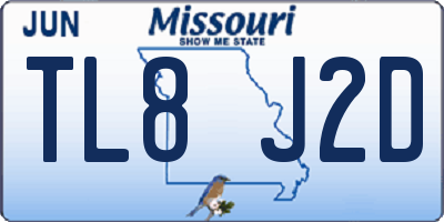 MO license plate TL8J2D