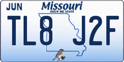 MO license plate TL8J2F