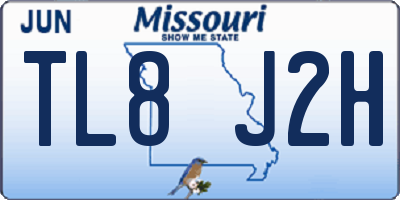 MO license plate TL8J2H