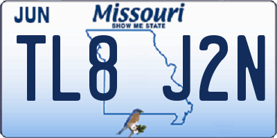 MO license plate TL8J2N