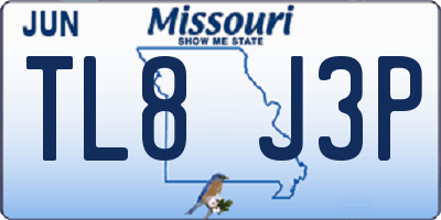 MO license plate TL8J3P