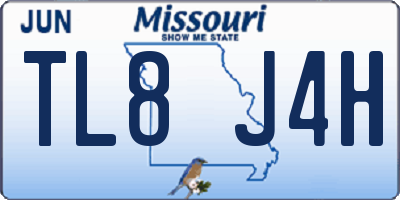 MO license plate TL8J4H