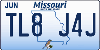 MO license plate TL8J4J