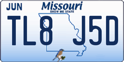 MO license plate TL8J5D