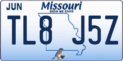 MO license plate TL8J5Z