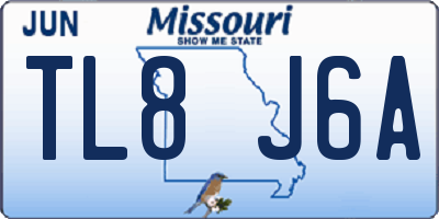MO license plate TL8J6A