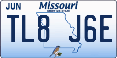 MO license plate TL8J6E