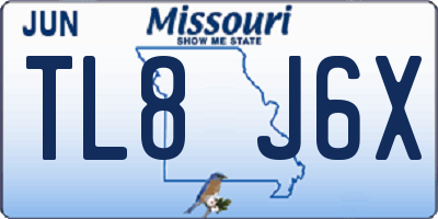 MO license plate TL8J6X